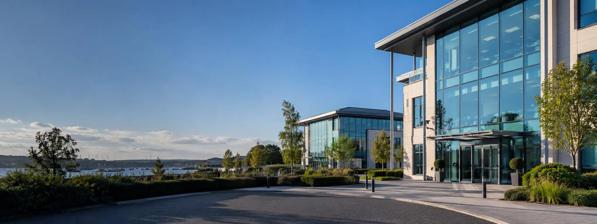 Commercial window cleaning in Havant business district near Langstone