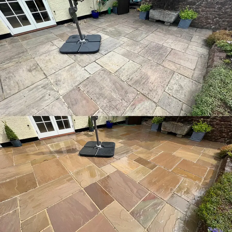 Before and after patio pressure cleaning by EasyClean in Portsmouth